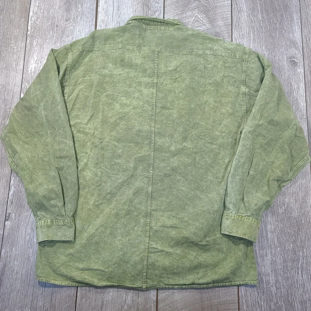Guess Button Shirt Mens Size Large Olive Green Georges Marciano Vintage Utility - Picture 2 of 6